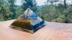 Medium Smoky Quartz/Lapis Triskelion Pyramid