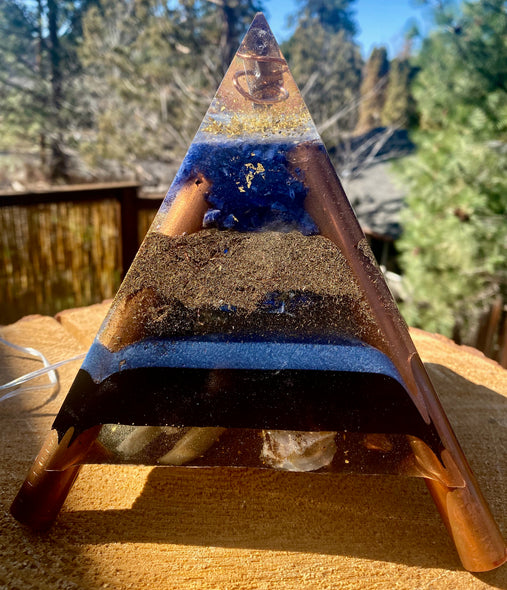 XLarge Copper Sodalite Pyramid with lighting