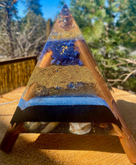 XLarge Copper Sodalite Pyramid with lighting