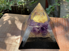 Large Amethyst Seed of Life Pyramid - OrAgonite