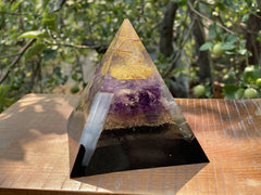 Large Amethyst Seed of Life Pyramid - OrAgonite