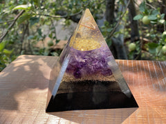 Large Amethyst Seed of Life Pyramid - OrAgonite