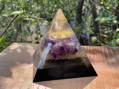 Large Amethyst Seed of Life Pyramid - OrAgonite