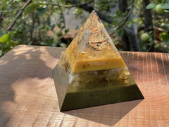 Large Gold Fire Opal Pyramid - OrAgonite