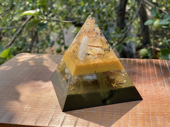 Large Gold Fire Opal Pyramid - OrAgonite