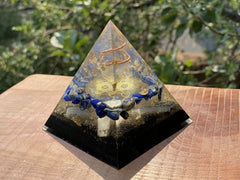 Large Lapis and Gold Metatron Pyramid - OrAgonite