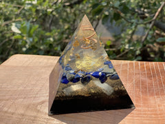 Large Lapis and Gold Metatron Pyramid - OrAgonite