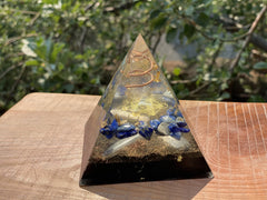 Large Lapis and Gold Metatron Pyramid - OrAgonite