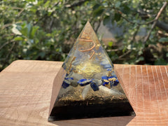 Large Lapis and Gold Metatron Pyramid - OrAgonite