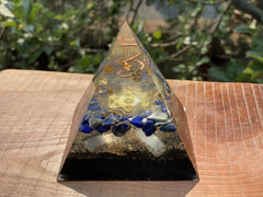 Large Lapis and Gold Metatron Pyramid - OrAgonite