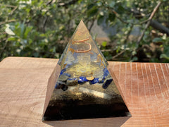 Large Lapis and Gold Metatron Pyramid - OrAgonite