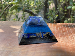 Medium Double Layered Lapis Flat Top Pyramid - OrAgonite