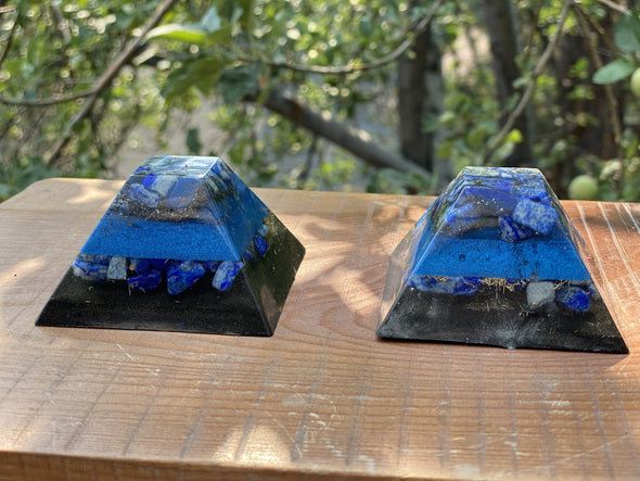 Medium Double Layered Lapis Flat Top Pyramid - OrAgonite