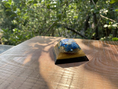 Small Flat Top Kyanite and Lapis Pyramid - OrAgonite