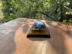 Small Flat Top Kyanite and Lapis Pyramid - OrAgonite