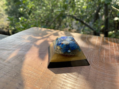 Small Flat Top Kyanite and Lapis Pyramid - OrAgonite