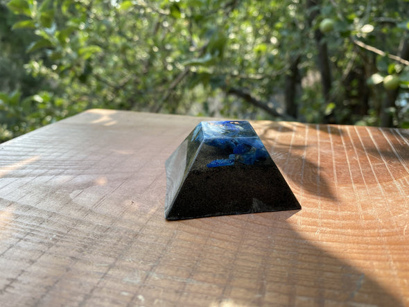 Small Lapis and Kyanite Flat Top Pyramid - OrAgonite