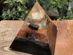 XLarge Flower of Life Carnelian Pyramid - OrAgonite