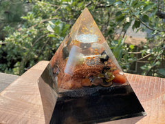 XLarge Flower of Life Carnelian Pyramid - OrAgonite