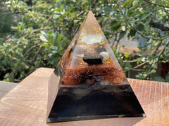 XLarge Flower of Life Carnelian Pyramid - OrAgonite