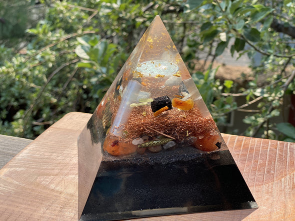 XLarge Flower of Life Carnelian Pyramid - OrAgonite