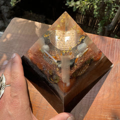 XLarge Flower of Life Carnelian Pyramid - OrAgonite