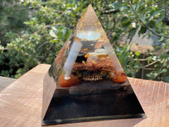 XLarge Flower of Life Carnelian Pyramid - OrAgonite